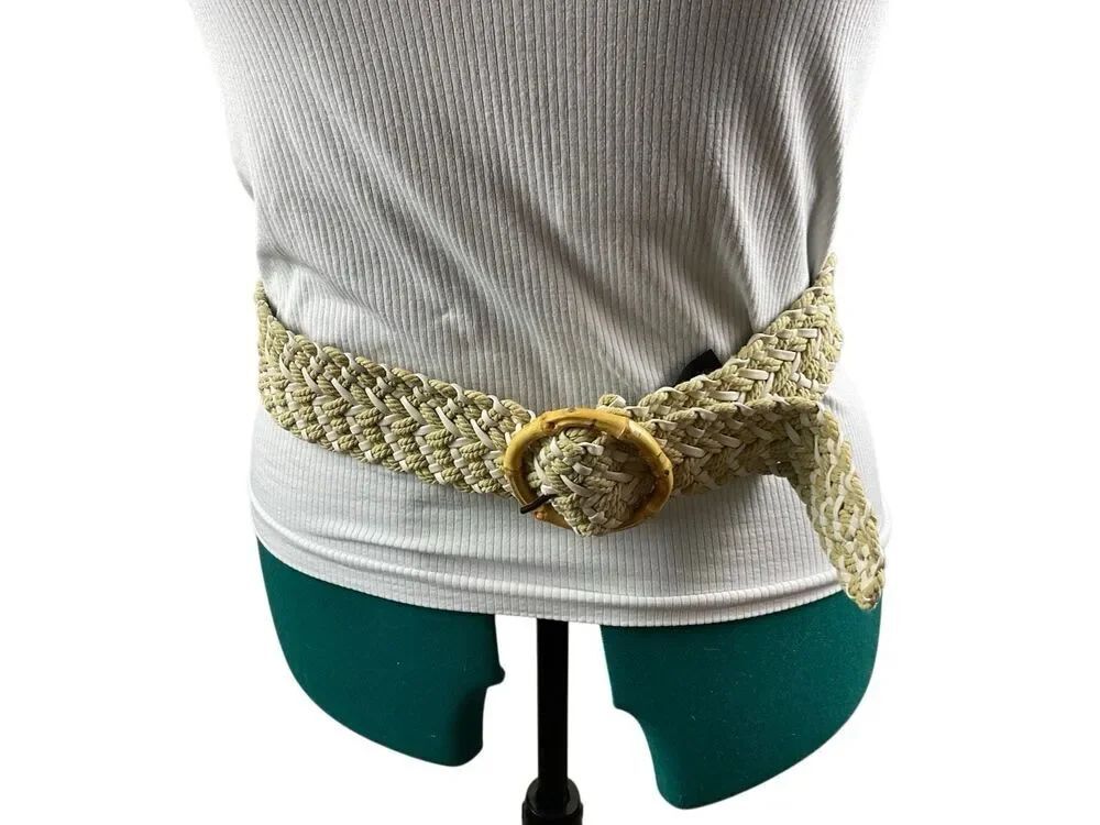 Cream and white woven belt- size L